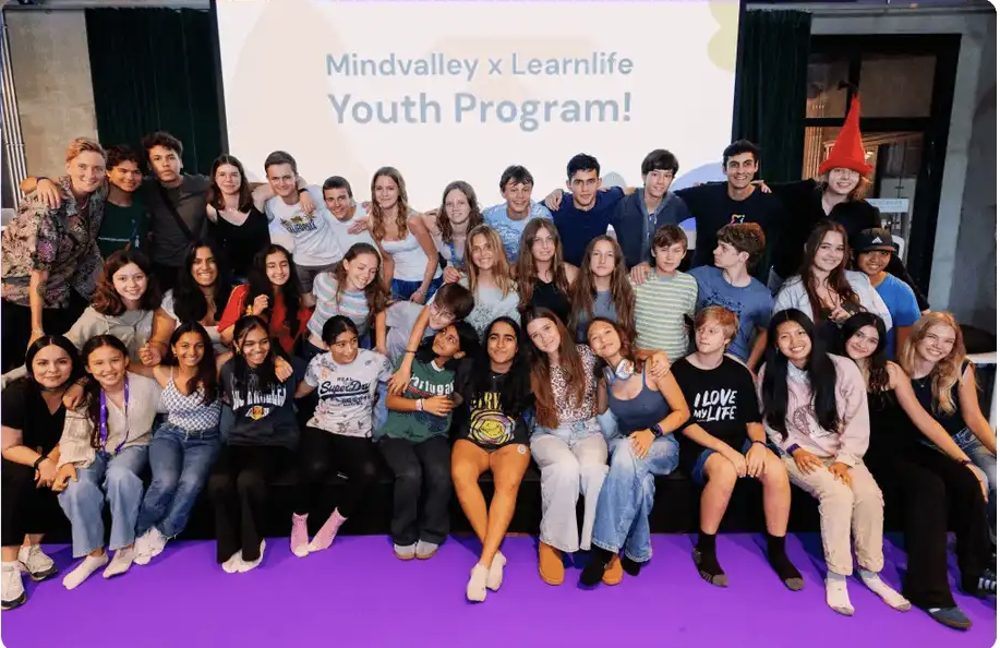 Learnlife and Mindvalley Youth Program participants on stage
